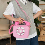 Telephone Shaped Crossbody Bag Shoulder Bag Totes Purse Satchel Pink