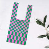 Grid Pattern Lady Shoulder Bag Handbag Hand Bag Women Totes Pink Green
