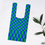 Grid Pattern Lady Shoulder Bag Handbag Hand Bag Women Totes Blue Green