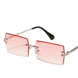 Retro Sunglasses Chic Tinted Lens UV Protection Eyewear Silver Leg Pink Lens