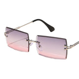 Retro Sunglasses Chic Tinted Lens UV Protection Eyewear Silver Purple Lens