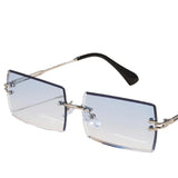 Retro Sunglasses Chic Tinted Lens UV Protection Eyewear Silver Leg Blue Lens