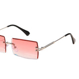 Retro Sunglasses Chic Tinted Lens UV Protection Eyewear Silver Leg Red Lens