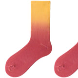 Women Cotton Socks Tube Long Socks Casual Walking Socks Red Yellow