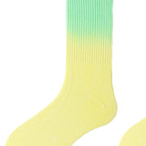 Women Cotton Socks Tube Long Socks Casual Walking Socks Yellow Green