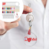 200 Acrylic Circle Discs Keychain Blanks Tassel Pendants Key Ring Kit Golden