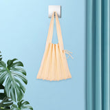 Knitted Pleated Bag Women Fashion Drawstring Handmade Shoulder Bag Beige