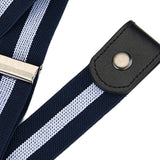 Fashion Adjustable Belts Stretch No Buckle Waistbands Blue White Stripes