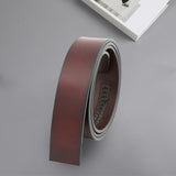 Vintage Leather Strap Automatic Buckle No Buckle Casual Dress Belt for Mens Red Brown