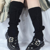 Fashion Women Girls Uniform Knitted Leg Warmers Pile Up Stockings Black