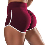 Lady Short Running Pants Sports Workout High Waist Butt Lifting Red