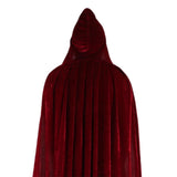 Maxbell Velvet Hooded Cloak Long Robe Witch Capes Halloween Costume 150cm Wine red