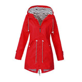 Maxbell Hoodie Soft woman Jacket Waterproof Rain Coat Outdoor Outwear red M
