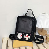 Maxbell Shoulder Bag PU Leather Zipper For School College Black