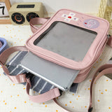 Maxbell Shoulder Bag PU Leather Zipper For School College Pink