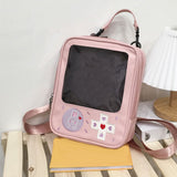 Maxbell Shoulder Bag PU Leather Zipper For School College Pink