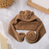 Maxbell Women Fashion Hat Scarf Set Winter Warm Casual Cute Bear Ear Hat Long Scarf Brown