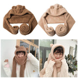 Maxbell Women Fashion Hat Scarf Set Winter Warm Casual Cute Bear Ear Hat Long Scarf Brown