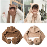 Maxbell Women Fashion Hat Scarf Set Winter Warm Casual Cute Bear Ear Hat Long Scarf Brown