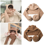 Maxbell Women Fashion Hat Scarf Set Winter Warm Casual Cute Bear Ear Hat Long Scarf Brown