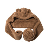 Maxbell Women Fashion Hat Scarf Set Winter Warm Casual Cute Bear Ear Hat Long Scarf Brown