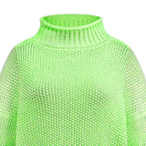 Maxbell Womens Turtleneck Batwing Sleeve Oversized Pullover Sweater M Fruit green