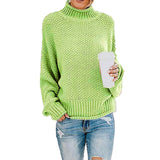 Maxbell Womens Turtleneck Batwing Sleeve Oversized Pullover Sweater M Fruit green