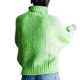 Maxbell Womens Turtleneck Batwing Sleeve Oversized Pullover Sweater M Fruit green