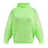 Maxbell Womens Turtleneck Batwing Sleeve Oversized Pullover Sweater M Fruit green