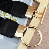 Maxbell Women Nordic Waist Belt Round Buckle Band Coat Girdle Belt Black Lengthened