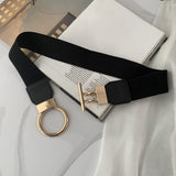 Maxbell Women Nordic Waist Belt Round Buckle Band Coat Girdle Belt Black Lengthened