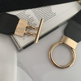 Maxbell Women Nordic Waist Belt Round Buckle Band Coat Girdle Belt Black Lengthened