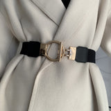 Maxbell Women Nordic Waist Belt Round Buckle Band Coat Girdle Belt Black Lengthened