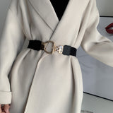 Maxbell Women Nordic Waist Belt Round Buckle Band Coat Girdle Belt Black Lengthened