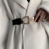 Maxbell Women Nordic Waist Belt Round Buckle Band Coat Girdle Belt Black Lengthened