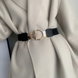 Maxbell Women Nordic Waist Belt Round Buckle Band Coat Girdle Belt Black Lengthened