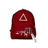 Maxbell 1x Korean Squid Game Backpack Bag Sport Bag Casual School Bag for Boy Girl Red Triangle