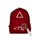 Maxbell 1x Korean Squid Game Backpack Bag Sport Bag Casual School Bag for Boy Girl Red Triangle