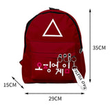 Maxbell 1x Korean Squid Game Backpack Bag Sport Bag Casual School Bag for Boy Girl Red Triangle