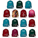 Maxbell 1x Korean Squid Game Backpack Bag Sport Bag Casual School Bag for Boy Girl Red Triangle