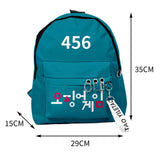 Maxbell 1x Korean Squid Game Backpack Bag Sport Bag Casual School Bag for Boy Girl Blue 456