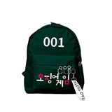 Maxbell 1x Korean Squid Game Backpack Bag Sport Bag Casual School Bag for Boy Girl Green 001
