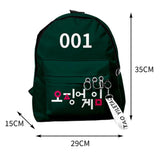 Maxbell 1x Korean Squid Game Backpack Bag Sport Bag Casual School Bag for Boy Girl Green 001