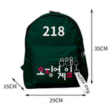 Maxbell 1x Korean Squid Game Backpack Bag Sport Bag Casual School Bag for Boy Girl Green 218