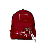 Maxbell 1x Korean Squid Game Backpack Bag Sport Bag Casual School Bag for Boy Girl Red Rectangle