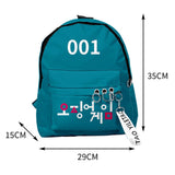 Maxbell 1x Korean Squid Game Backpack Bag Sport Bag Casual School Bag for Boy Girl Blue 001