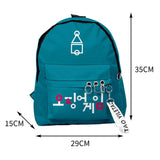 Maxbell 1x Korean Squid Game Backpack Bag Sport Bag Casual School Bag for Boy Girl Blue Korean