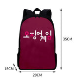 Maxbell Tv Korean Squid Game Backpack Bag Sport Bag Casual School Bag for Boy Girl Text red