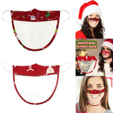 Maxbell Christmas Face Mask Transparent Printed for Kids Women Adults Reindeer