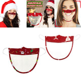 Maxbell Christmas Face Mask Transparent Printed for Kids Women Adults Reindeer